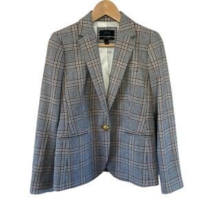 J Crew Campbell Wool Blend Plaid Tweed Blazer Size 6